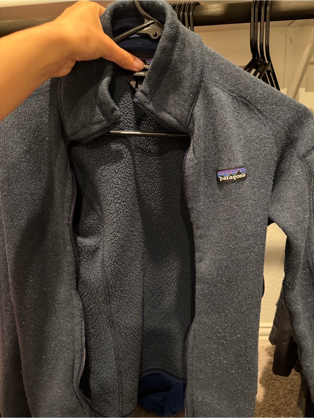 Patagonia Dark Blue Full-Zip Sherpa Fleece Jacket